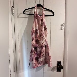 AKIRA NWT VELVET Floral Halter Dress in Pink and Purple